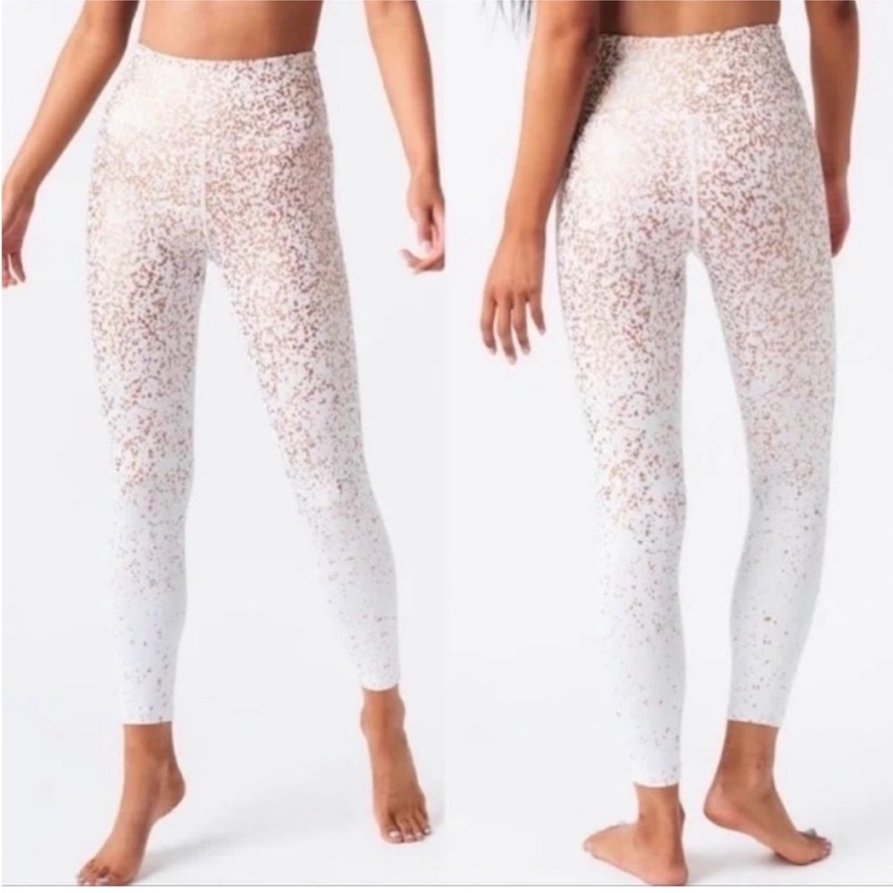 ZYIA Active Gold White Sparkle Speckled Leggings Women’s Size 2 Workout Yogas